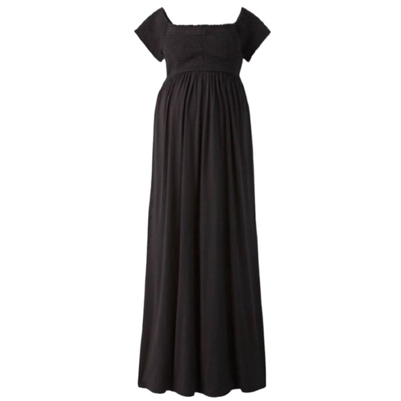 Ingrid & Isabel Dresses & Skirts - Isabel Maternity Smocked Top Maxi Dress Black Flowy Boho Cottagecore Sz S